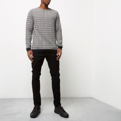 Grey Only & Sons contrast stitch jumper